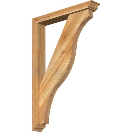 Ekena Millwork Funston Traditional Rough Sawn Bracket w/ Offset Brace, Western Red Cedar, 4"W x 24"D x 36"H BKT0402X24X36FST01RWR